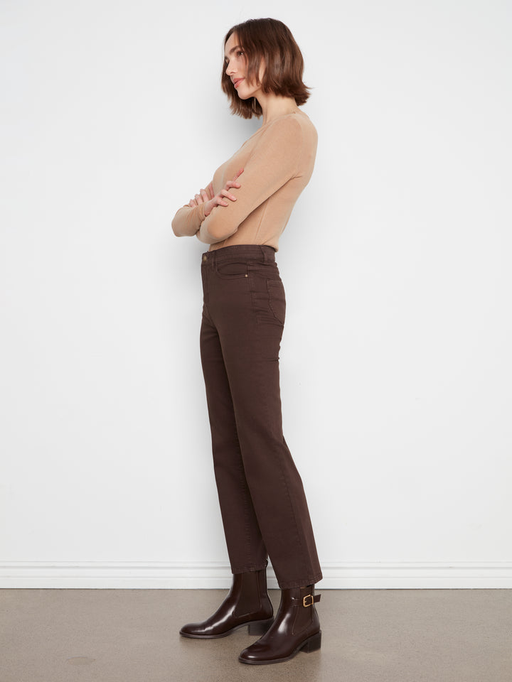 Charlie B Straight Leg Coloured Twill Pant  C5584RR-413  Coffee