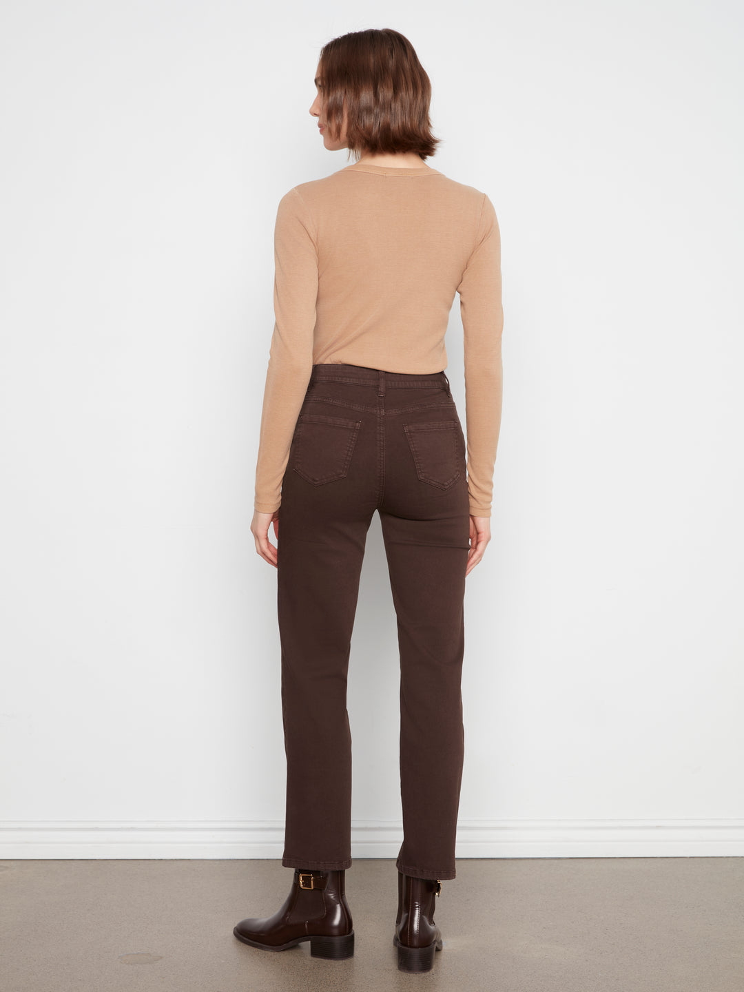 Charlie B Straight Leg Coloured Twill Pant  C5584RR-413  Coffee