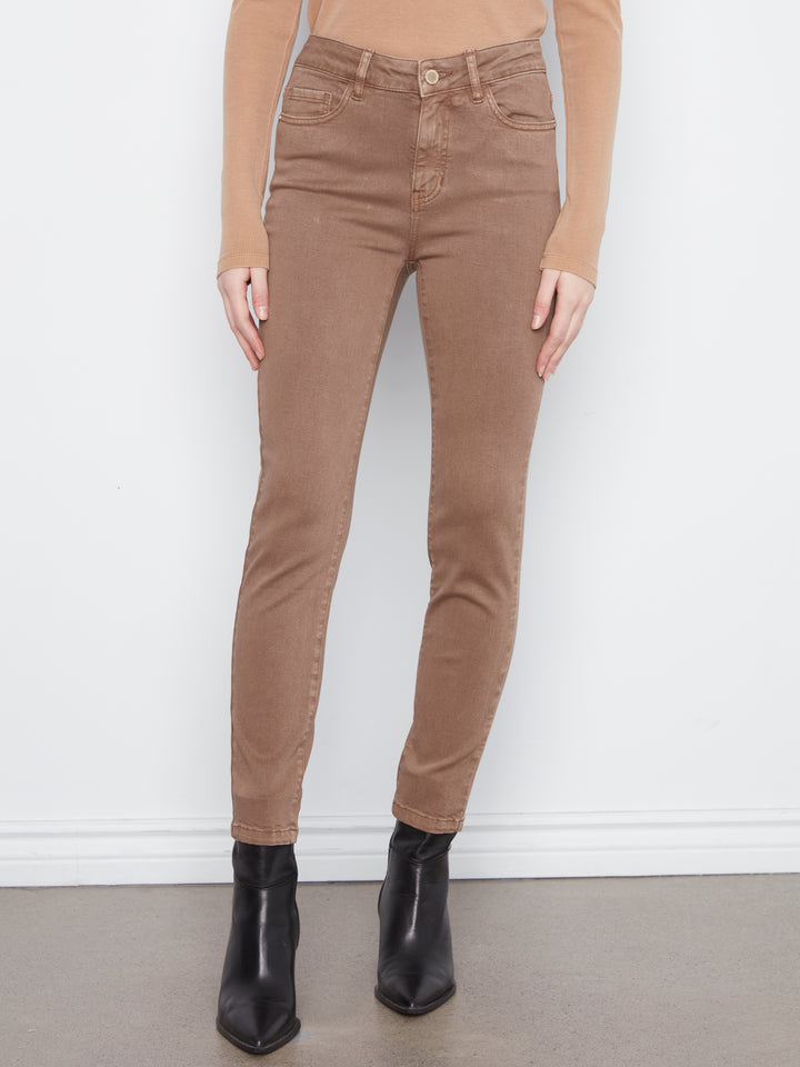 Charlie B Coloured Twill Slim Leg Pant  C5628-610  Truffle