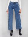 Charlie B Wide Leg DenimJean with Embossed Hearts  C5630-997  Denim Hearts