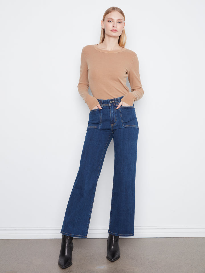 Charlie B Wide Leg Stretch Denim with Patch Pockets  C5790/431A  007 Indigo