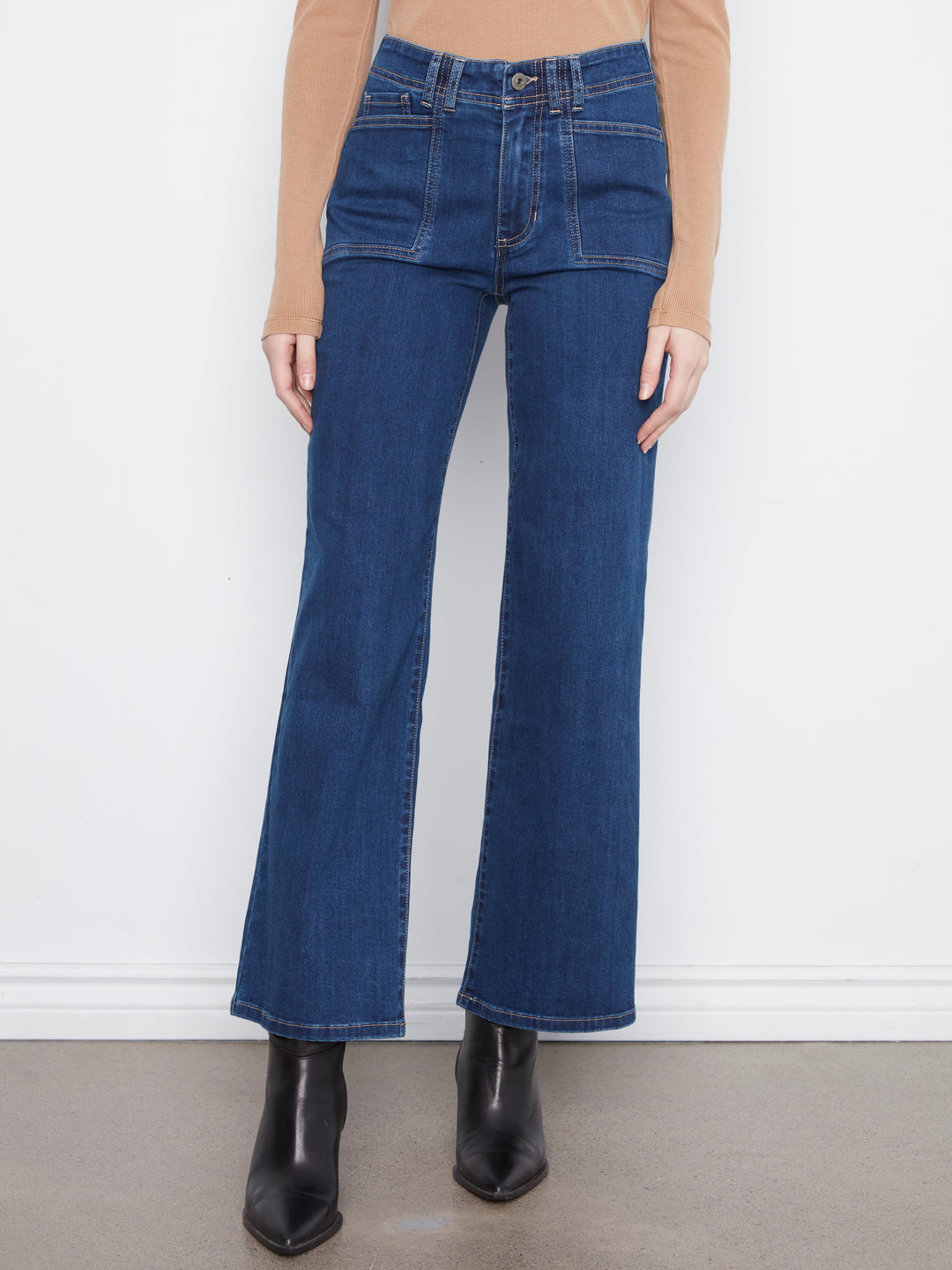 Charlie B Wide Leg Stretch Denim with Patch Pockets  C5790/431A  007 Indigo