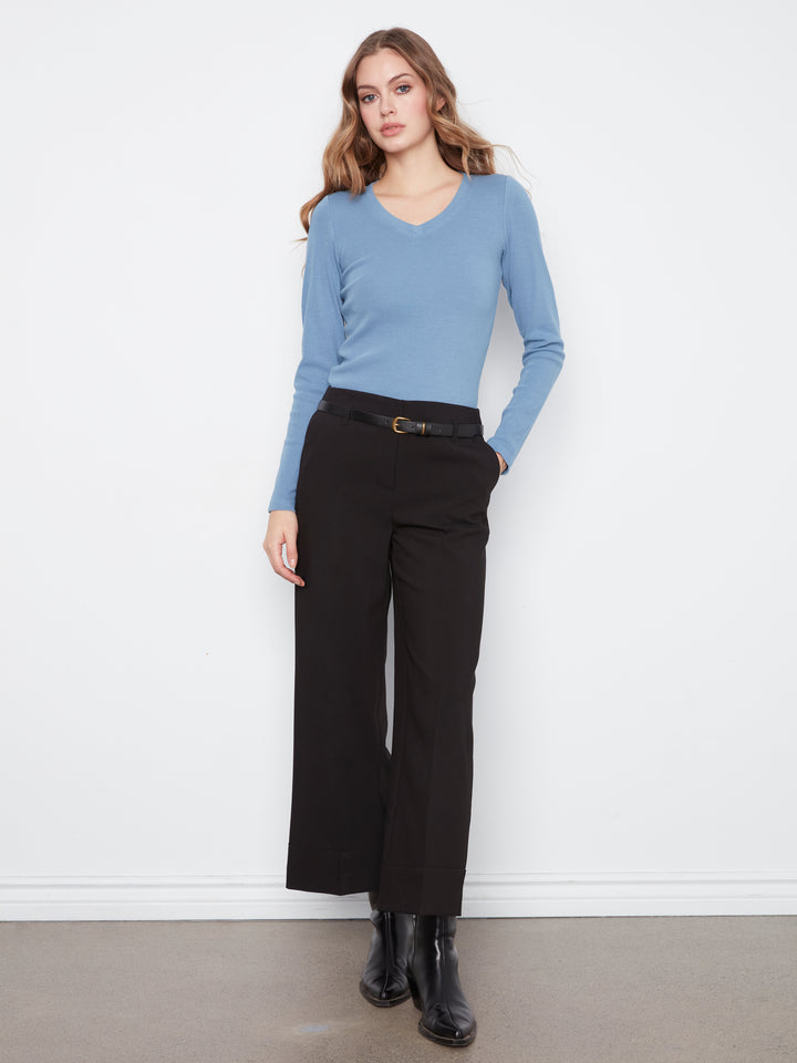 Charlie B Dressy Casual Belted Pant  C5809-001 Black