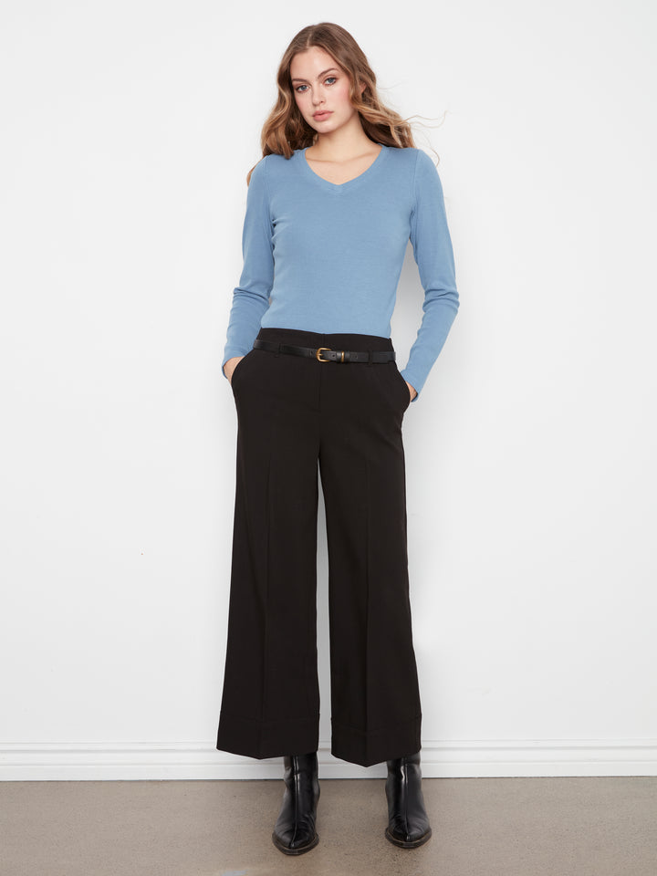 Charlie B Dressy Casual Belted Pant  C5809-001 Black