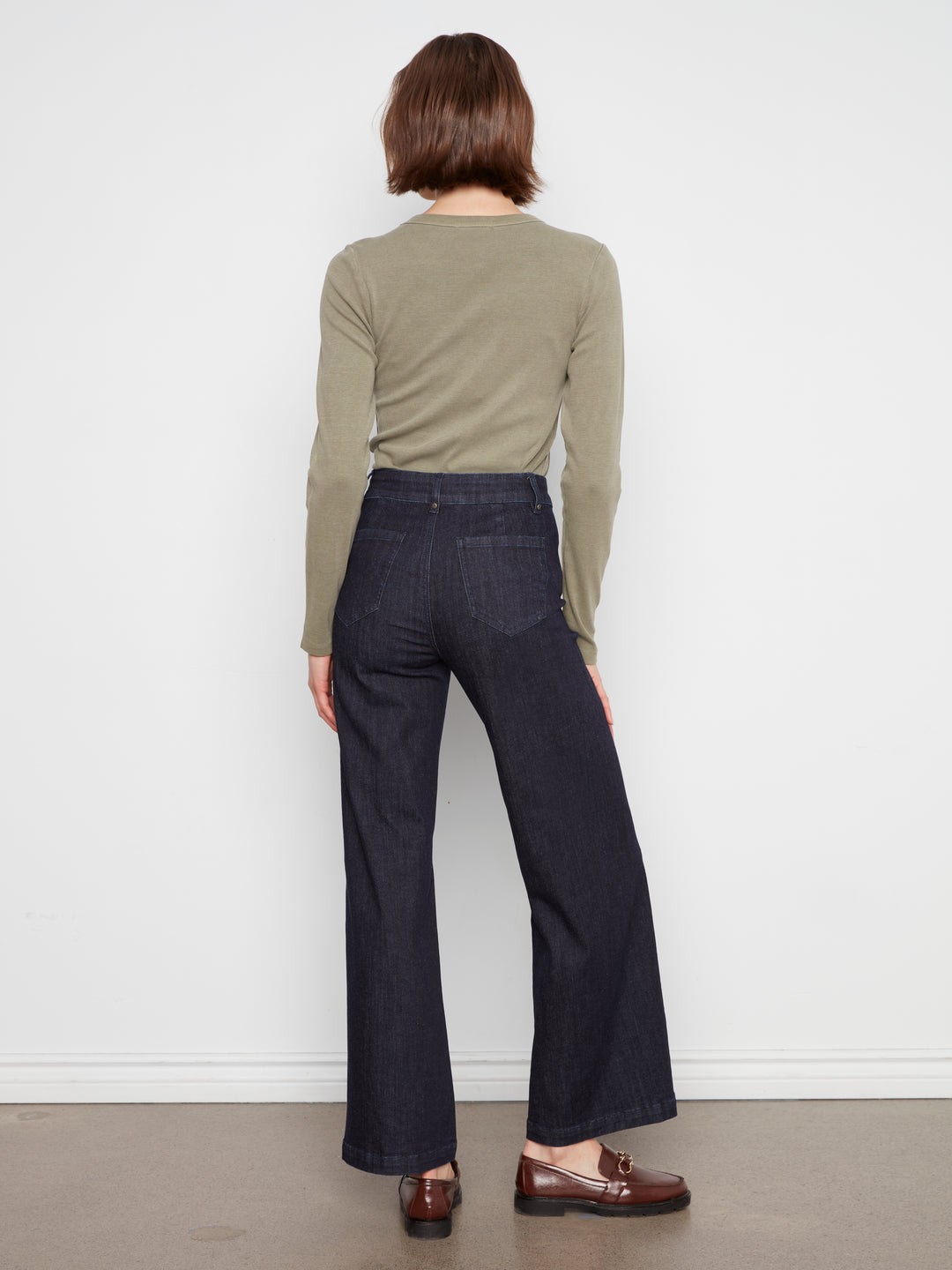 Charlie B Wide Leg Stretch Denim Jean with Pintucks  C5814/678C  081  Midnight