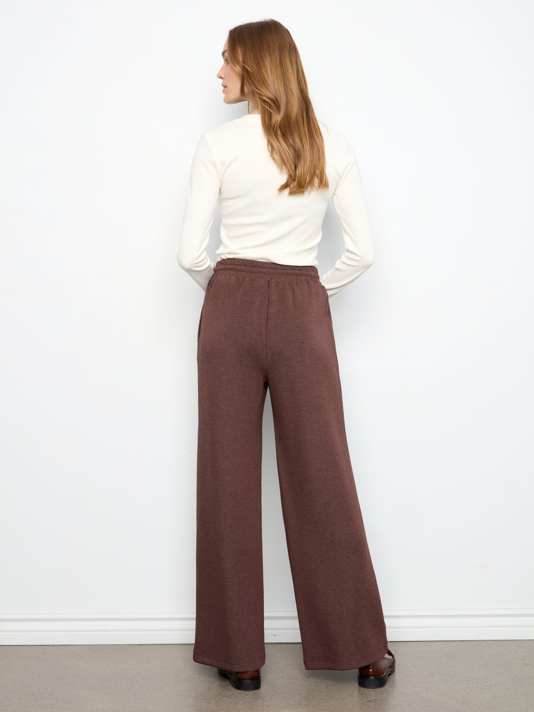 Charlie B Wide Leg Pin Tuck Pants  C5818-P479  Heathered Espresso