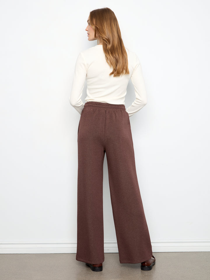 Charlie B Wide Leg Pin Tuck Pants  C5818-P479  Heathered Espresso