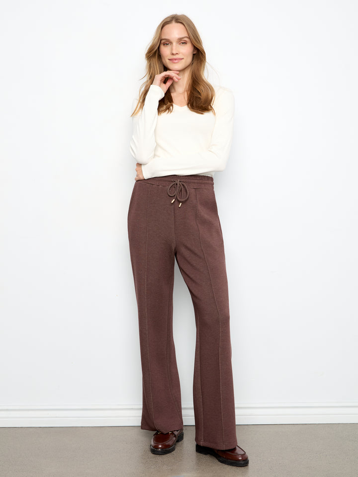 Charlie B Wide Leg Pin Tuck Pants  C5818-P479  Heathered Espresso
