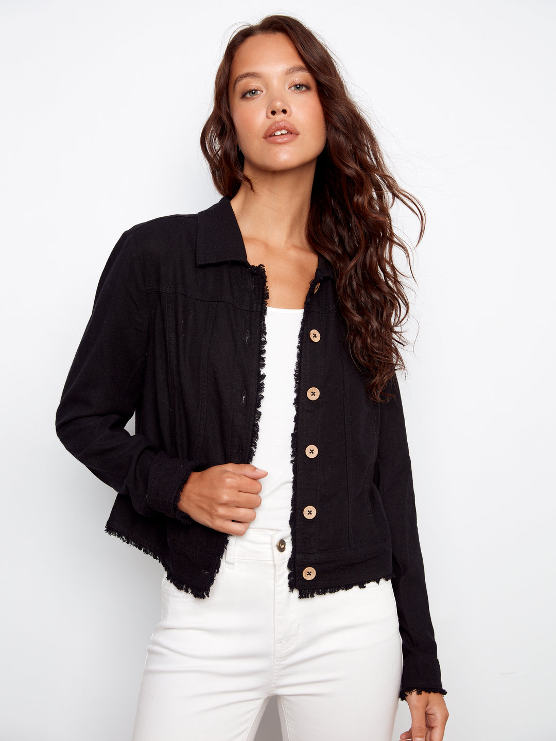 Charlie B Linen Jacket  C6199/229-001  Black