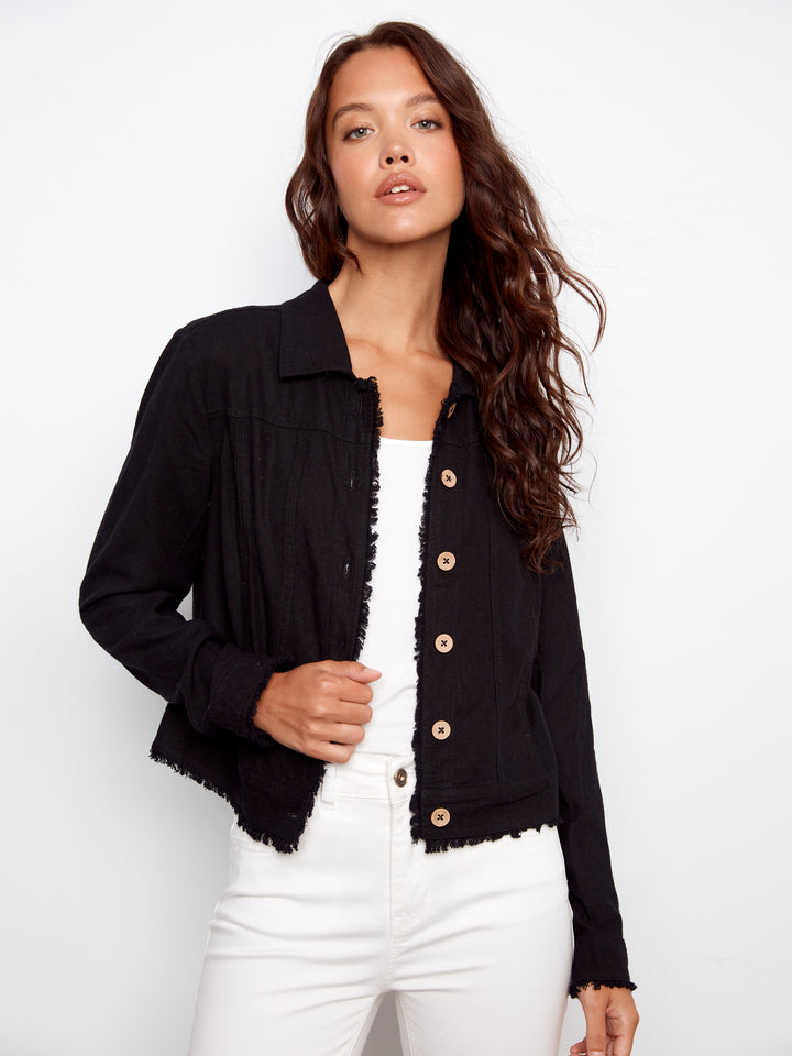 Charlie B Linen Jacket  C6199/229-001  Black