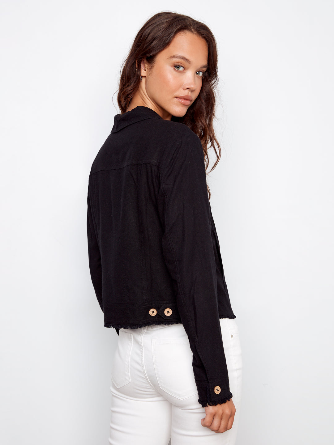 Charlie B Linen Jacket  C6199/229-001  Black