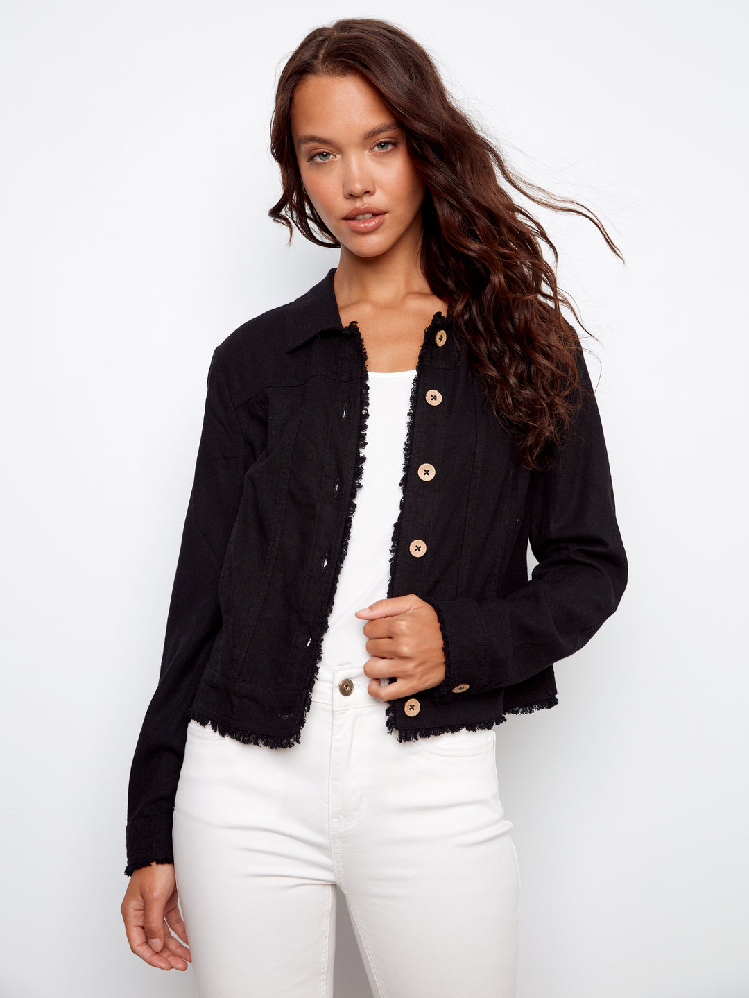 Charlie B Linen Jacket  C6199/229-001  Black