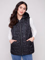 Charlie B Stars Quilted Vest - Black C6364