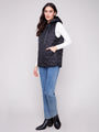 Charlie B Stars Quilted Vest - Black C6364