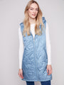 Charlie B Long Puffer Vest - Oxford C6365