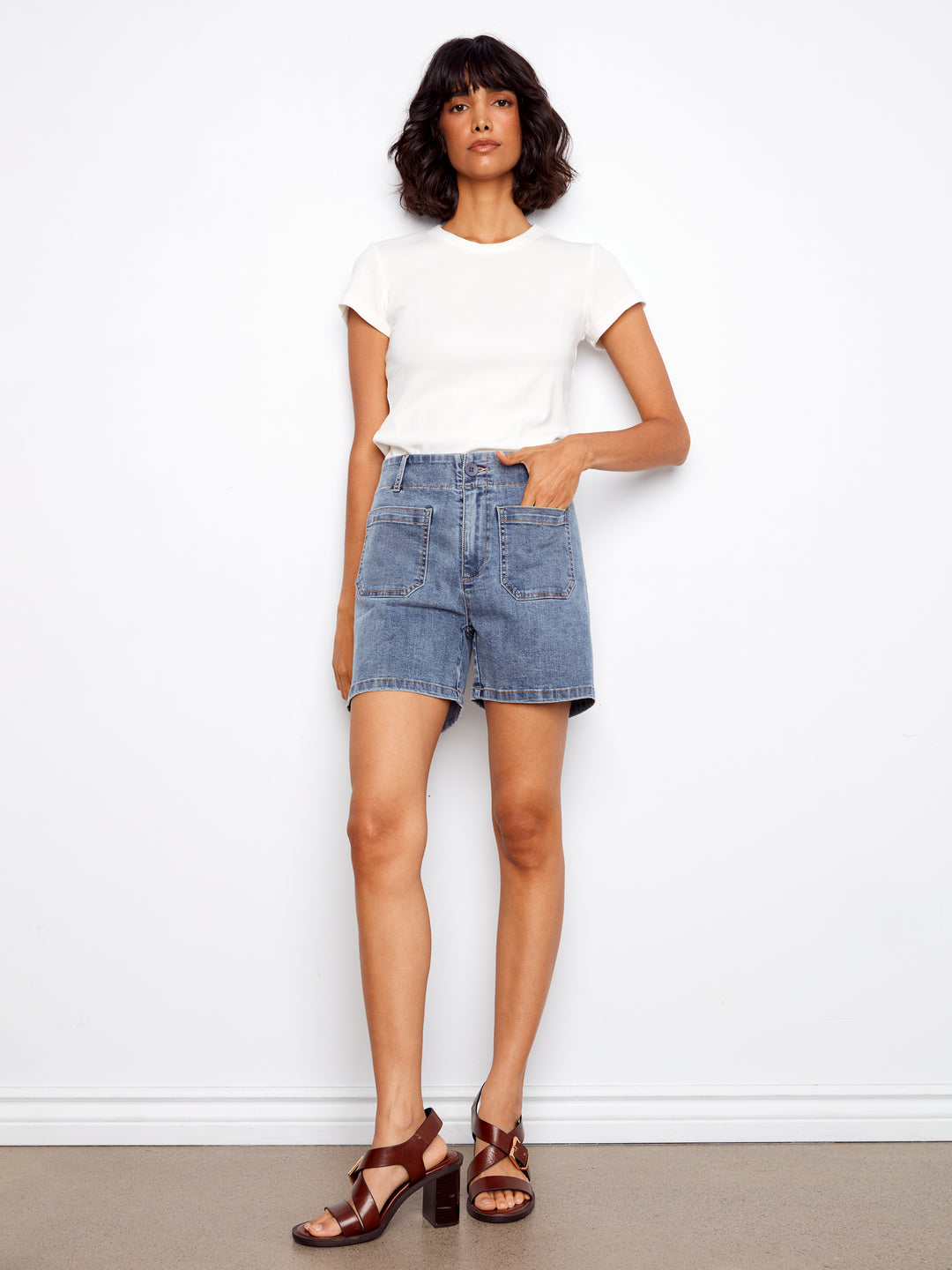 Charlie B Denim Short C8051 Med. Blue