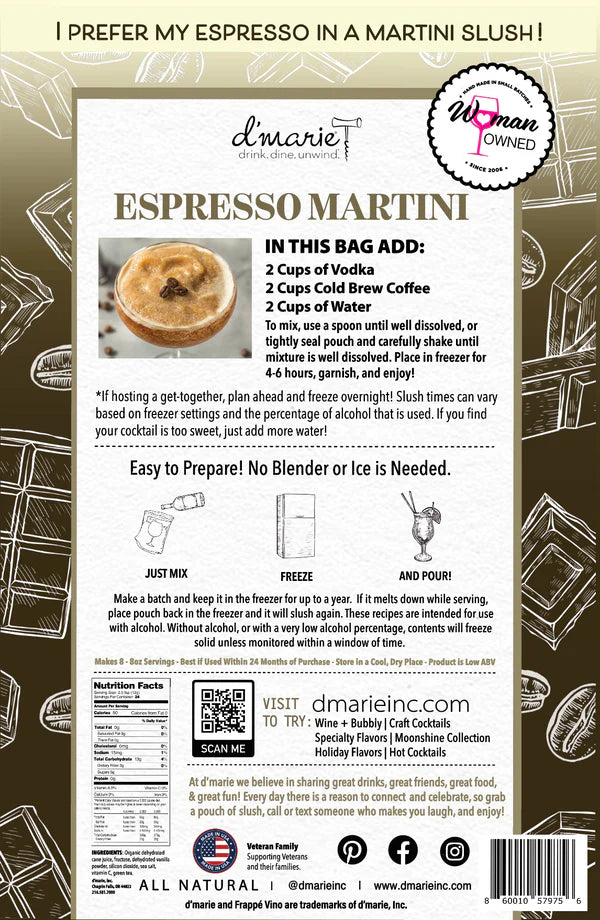 d'marie Espresso Martinii Craft Cocktail Slush Mix