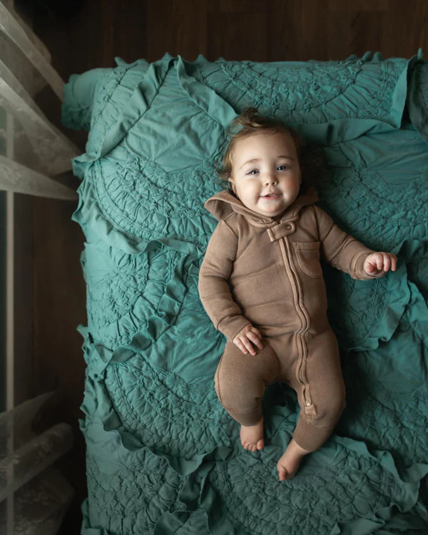 L'oved Baby Zipper Romper  CC372  Umber
