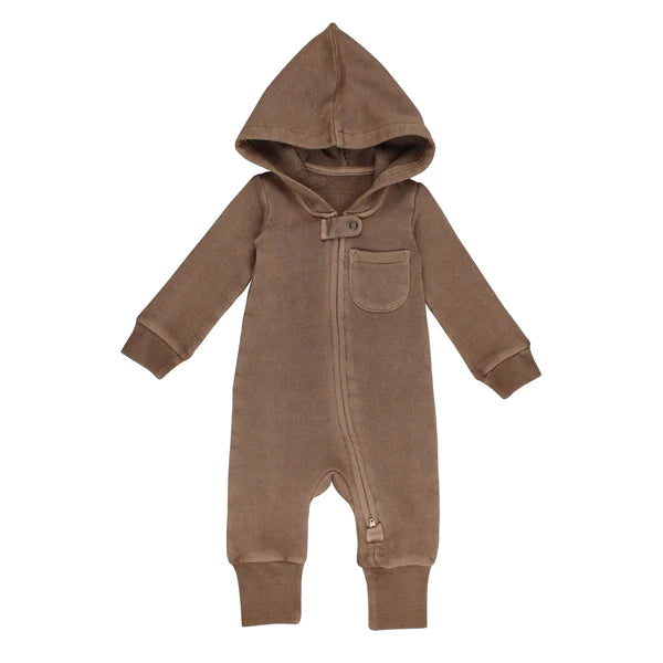 L'oved Baby Zipper Romper  CC372  Umber