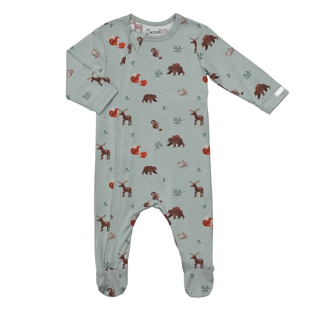 Coccoli Baby Zipper Footie  PZM6102  Forest