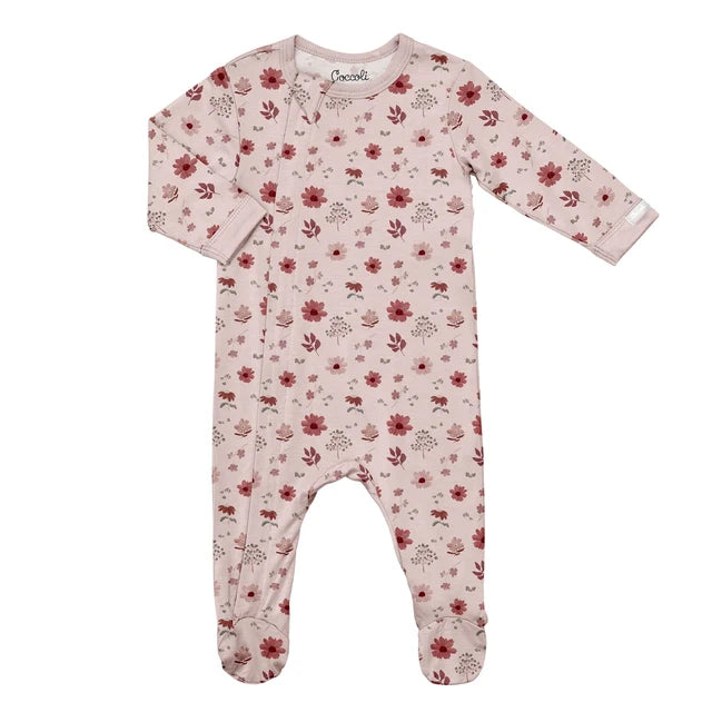 Coccoli Baby Girl Zipper Footie  PZM6132-610  Floral
