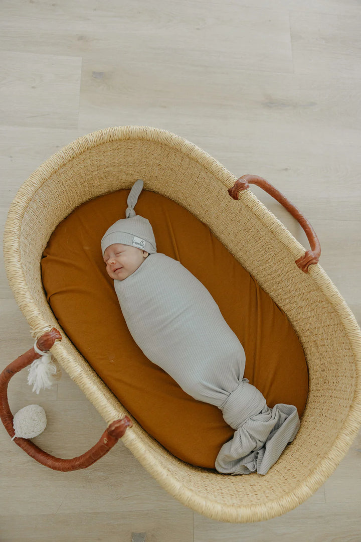 Copper Pearl Rib Knit Swaddle Blanket  Ash  X003V4O0TP