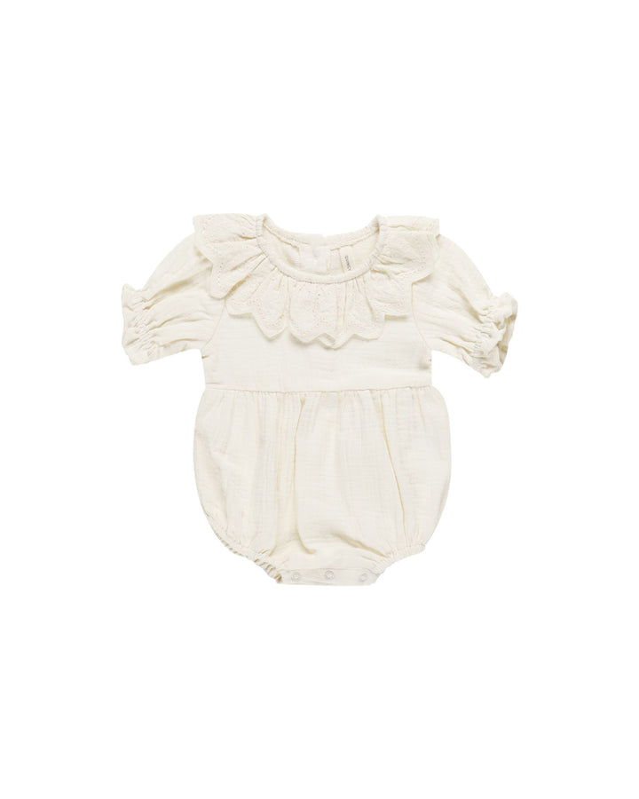 Quincy Mae Baby Girl Collared Romper   QM500HAVE  Ivory *