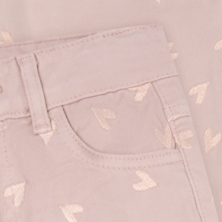 Minymo Girls Twill Pants With Embroidered Hearts   124448-6510