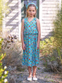 April Cornell Girls Flower Toss Dress  -  Turquoise **
