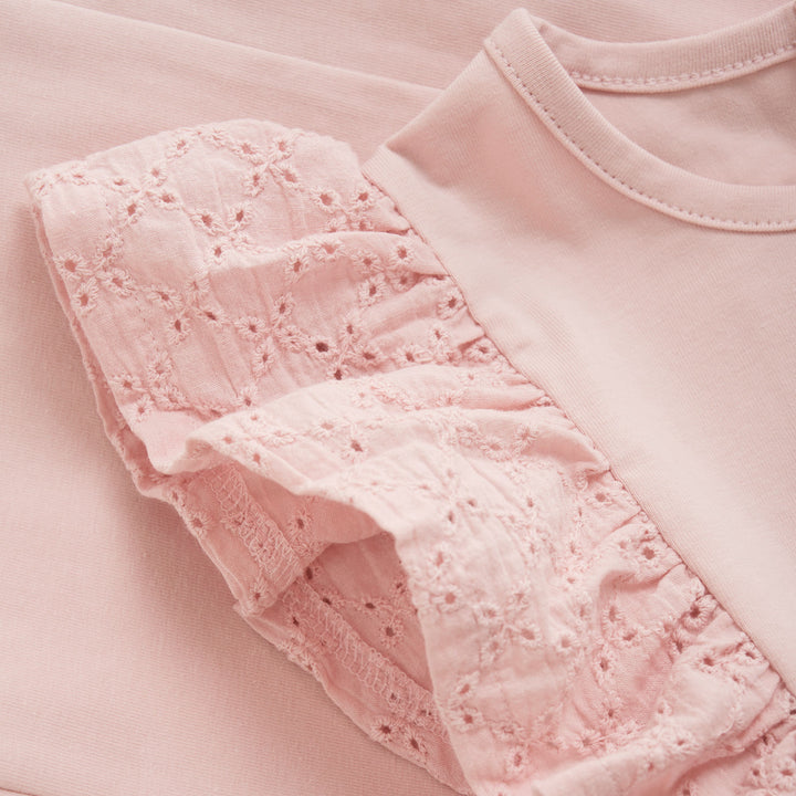 Creamie Baby Girl Short Sleeve Tee with Eyelet Trim  822619-5820  Blush