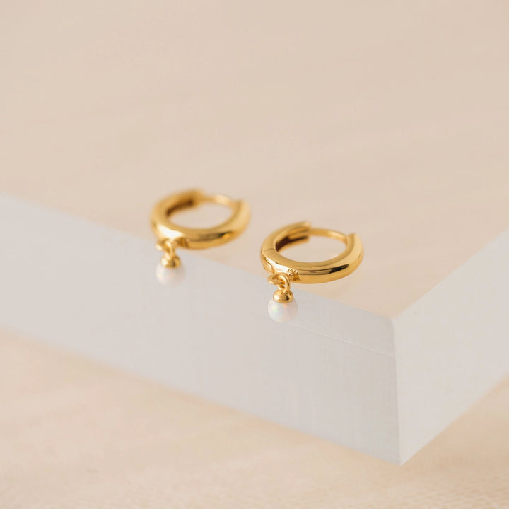 Lovers Tempo  Opal 11mm Huggie Drop Hoop Earring