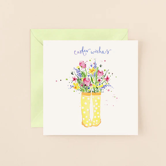 Louise Mulgrew Card EA05PE Wellies Easter Wishes*