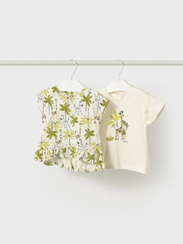Mayoral Baby Girl Tee Shirts Set of 2  1047-63   Hueso-Pist*