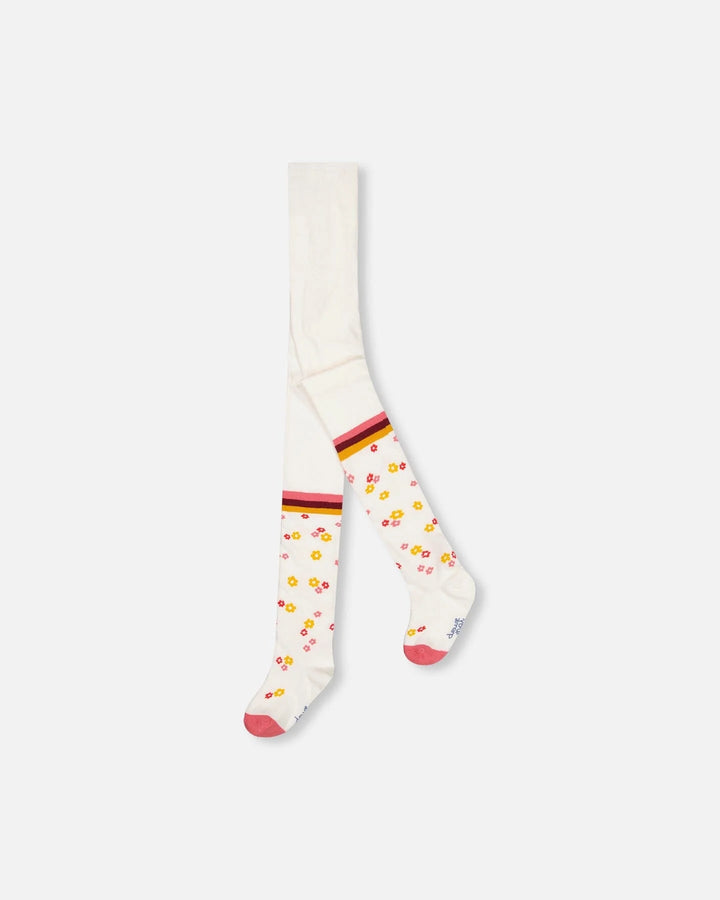 Deux Par Deux Girls Tights With Little Flowers  F20HC  Off White *