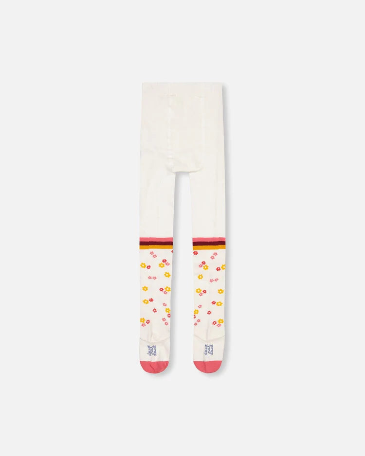 Deux Par Deux Girls Tights With Little Flowers  F20HC  Off White *