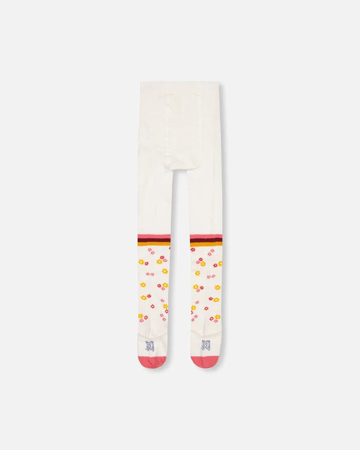 Deux Par Deux Girls Tights With Little Flowers  F20HC  Off White *