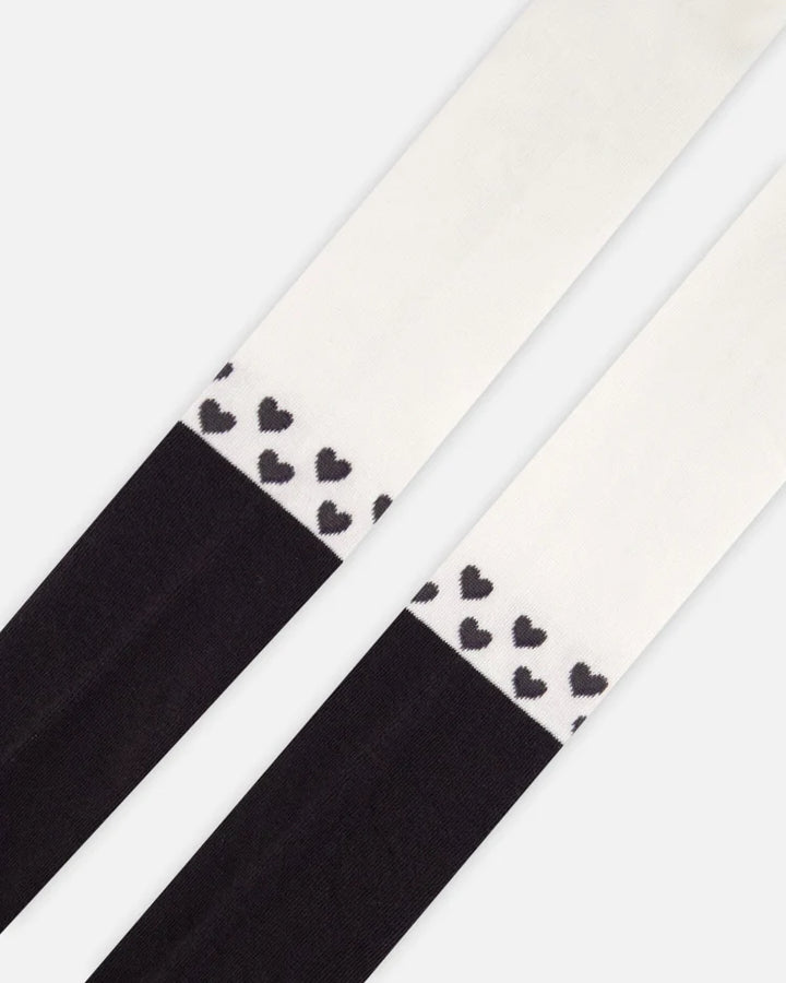 Deux Par Deux Girls Tights With Hearts  F20JC  Blackened Pearl *