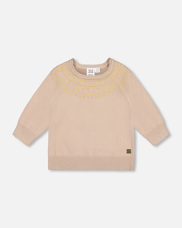 Deux par Deux Girls 3/4 Sleeve Sweater F20NGT30 Cement **