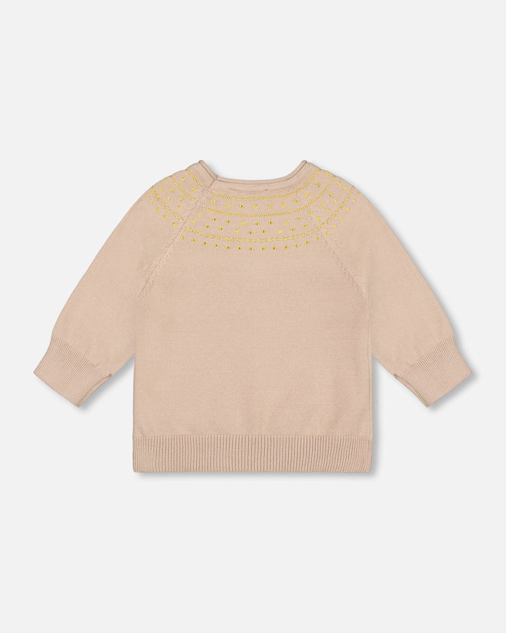 Deux par Deux Girls 3/4 Sleeve Sweater F20NGT30 Cement **