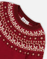 Deux Par Deux Girls Intarsia Sweater  F20NGT71  Rumba Red