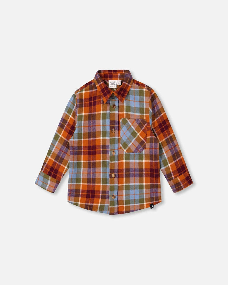 Deux Par Deux Boys Plaid Flannel Shirt  F20S10  Adobe