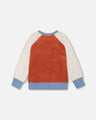 Deux par Deux Boys Colour Block Raglan Velvet Rib Sweatshirt F20S73 Adobe
