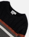 Deux Par Deux Boys Colourblock Cable Sweater F20UT77 Dark Heather Grey