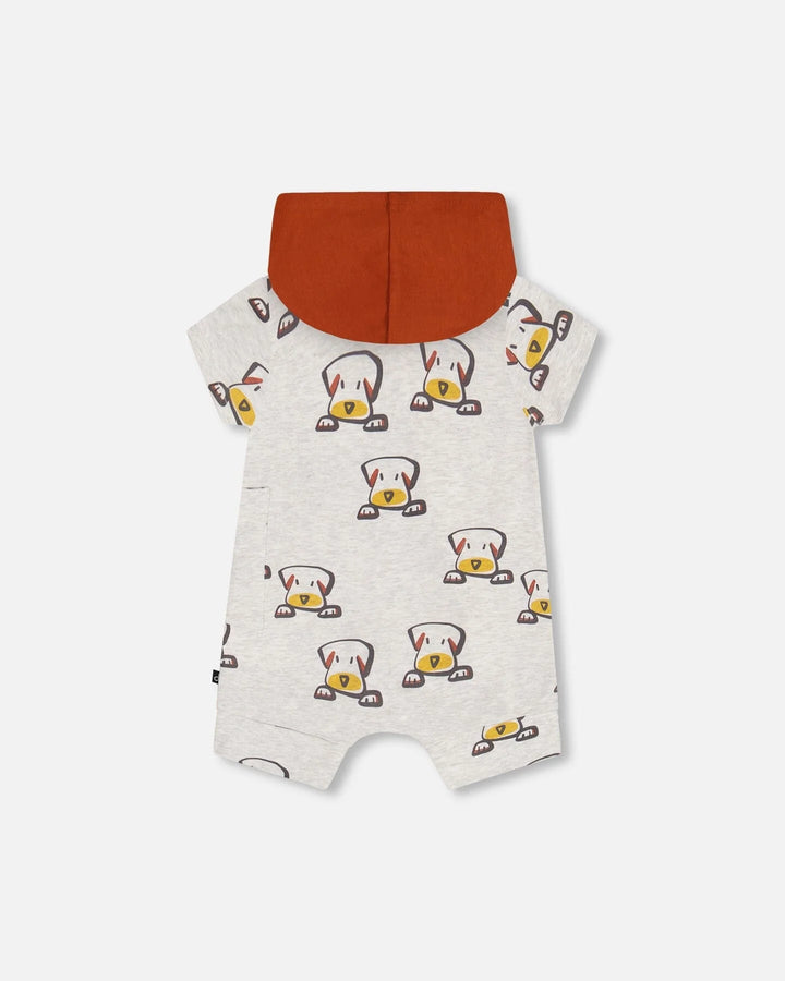Deux Par Deux Baby Boy Hooded Romper  F30C40  Printed Big Dogs