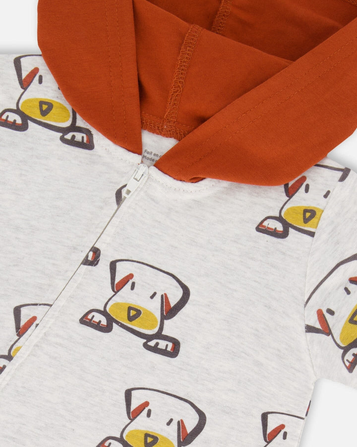Deux Par Deux Baby Boy Hooded Romper  F30C40  Printed Big Dogs