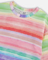 Deux Par Deux Girls Rainbow Stripe French Terry Sweatshirt  F30G30