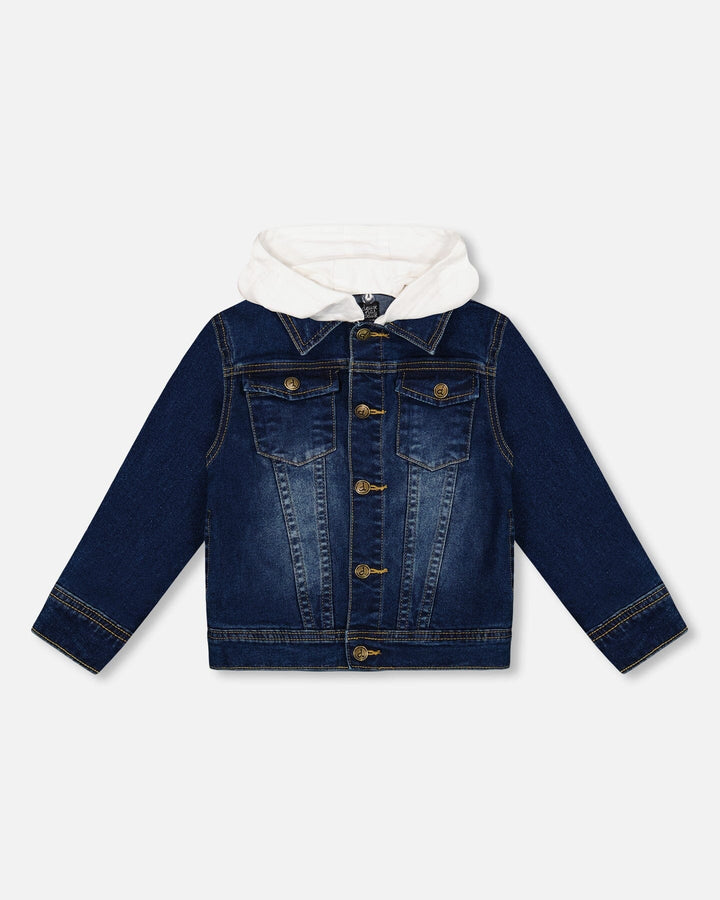 Deux Par Deux Boys Denim Jacket with Hood  F30U50  Navy Denim **