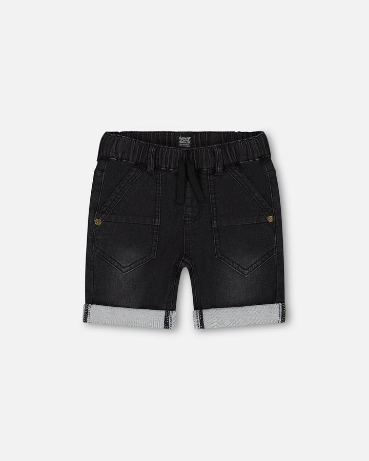 Deux Par Deux Baby Boy French Terry Short  F30YB25  Black Denim Texture*