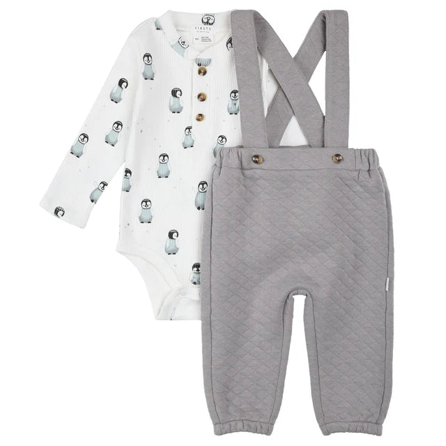 Petit Lem Baby Boy Bodysuit and Overall Set  26FGW38E33B