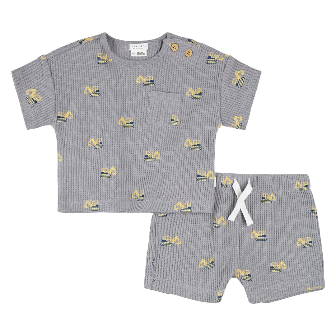 Petit Lem Baby Boy 2Pce SS Top and Short Set  26SGW31E01  Medium Grey **